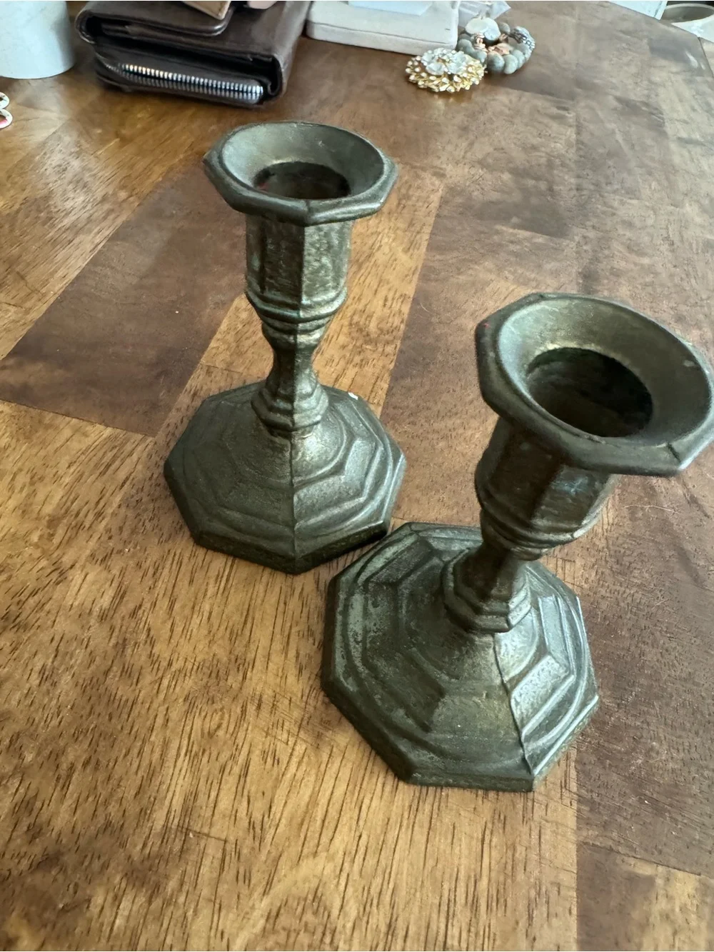 VIntage Metal Candle Holders - Pair